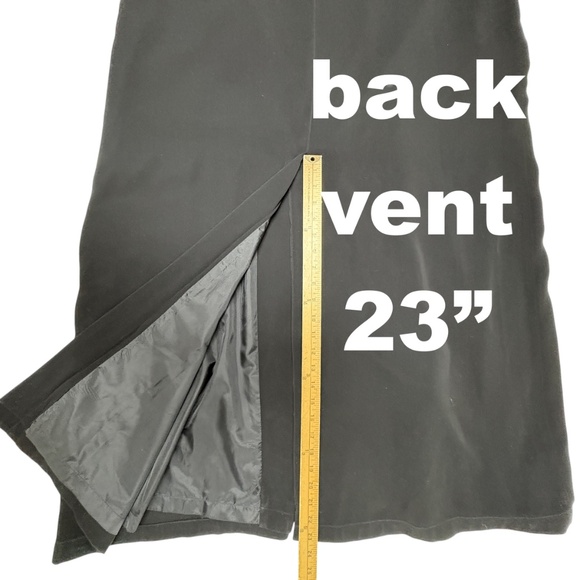 coat ANNE KLEIN vintage trench black swishy poly twill large casual classic boho - Picture 13 of 14